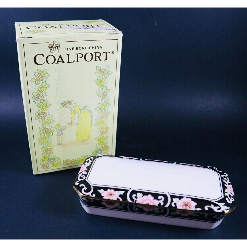 RARE VTG Coalport Oblong Trinket Box with Lid in Box Bone China England Unused